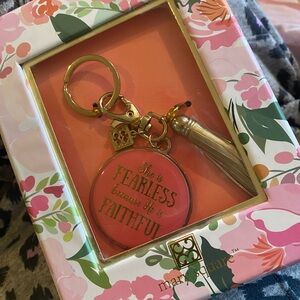 She is Fearless because He is Faithful Pink Keychain w/Tassel